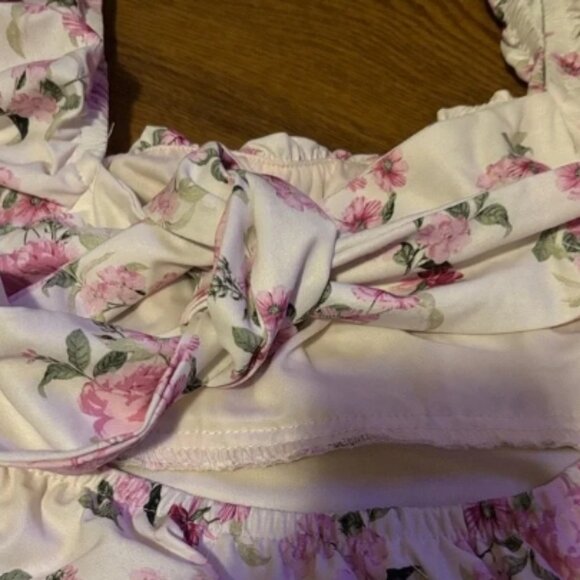 Altar'd State Mariana Puff Sleeves Pink Floral on White Mini Dress XS🆕⌚📦🏃💨🚚 - Picture 6 of 9